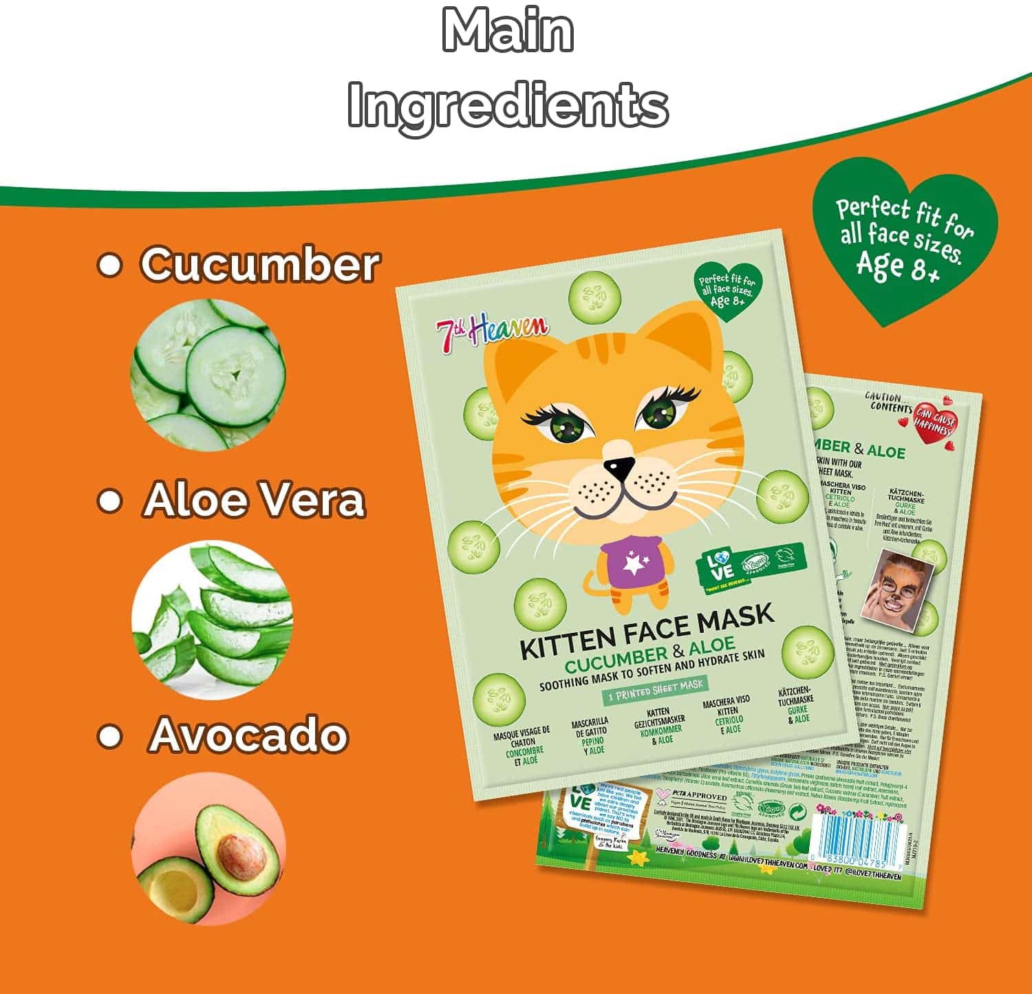 7TH HEAVEN ANIMAL KITTEN face mask 1 u