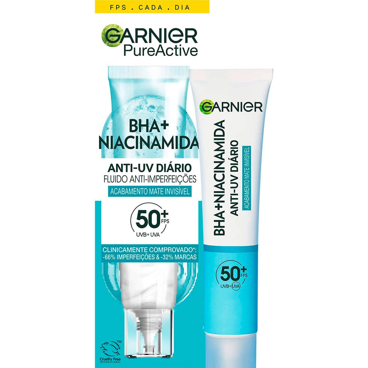 GARNIER PURE ACTIVE BHA + NIACINAMIDE Invisible Matte Anti-Blemish Fluid SPF50+ 40 ml