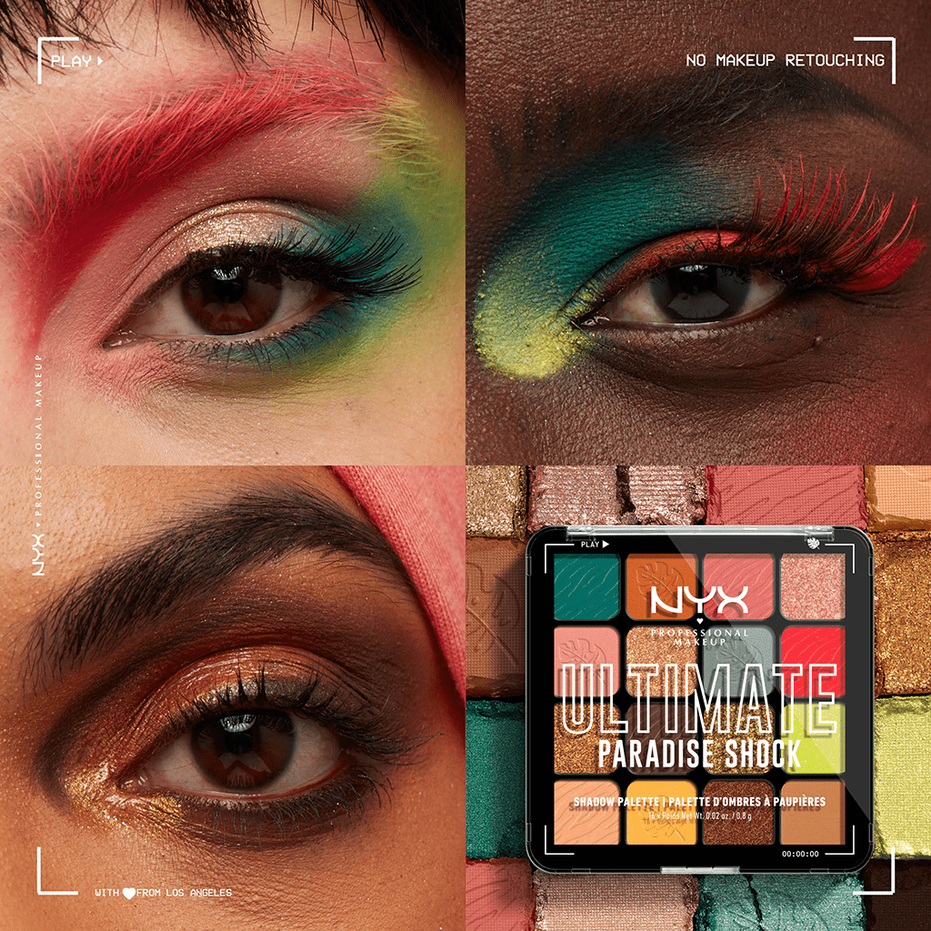 NYX PROFESSIONAL MAKE UP ULTIMATE PARADISE SHOCK eyeshadow palette 16 x 0.8 gr