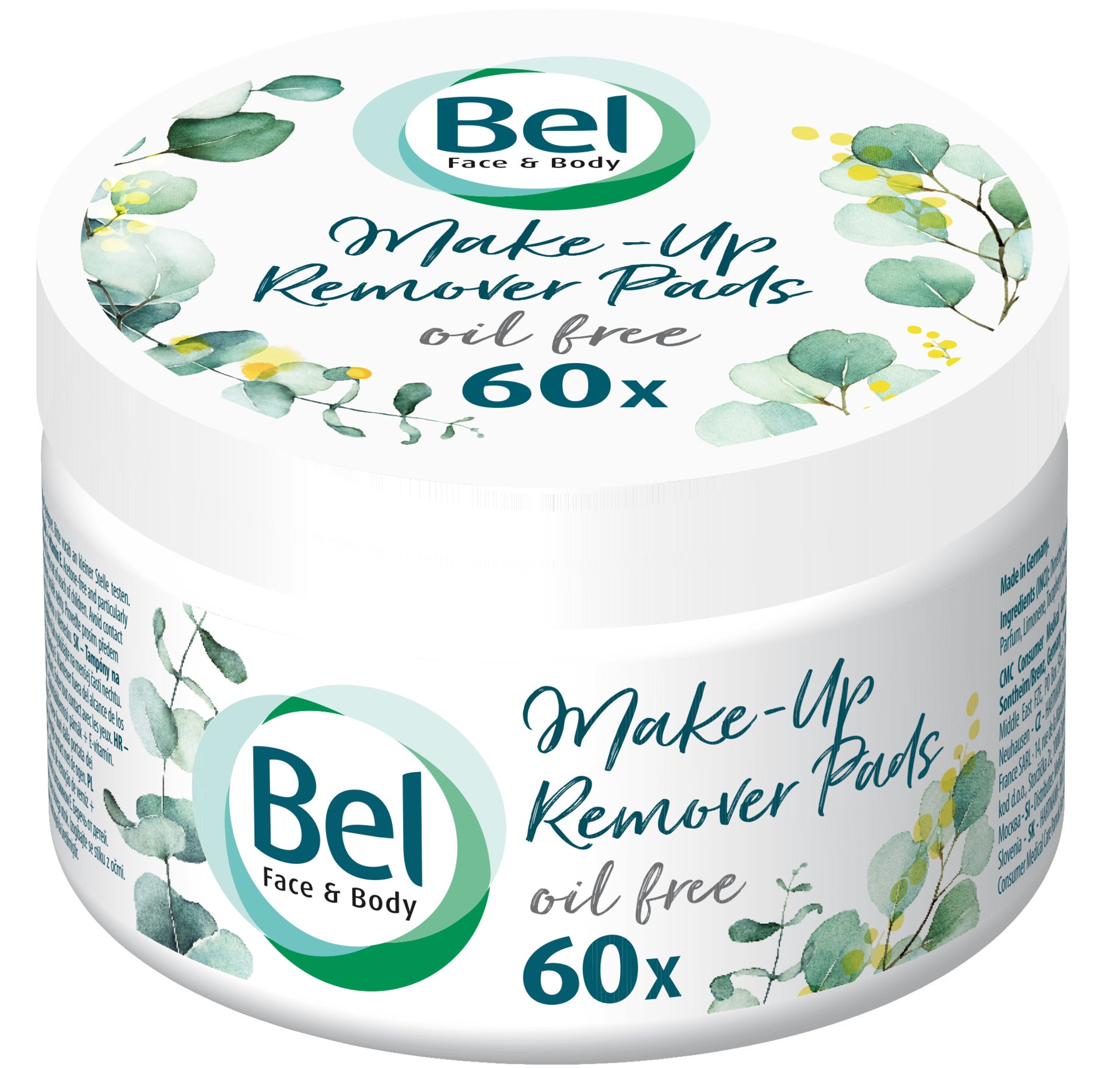 BEL Oil-free make-up remover pads, 60 units