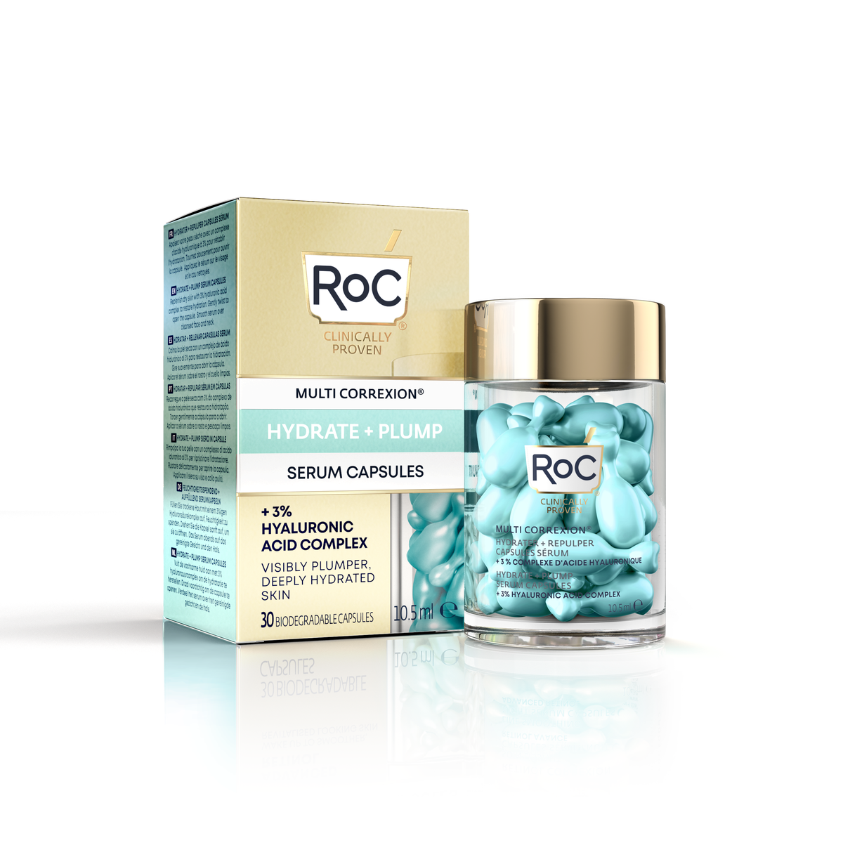 ROC HYDRATE + PLUMP cápsulas serum con ácido hialurónico 30 u