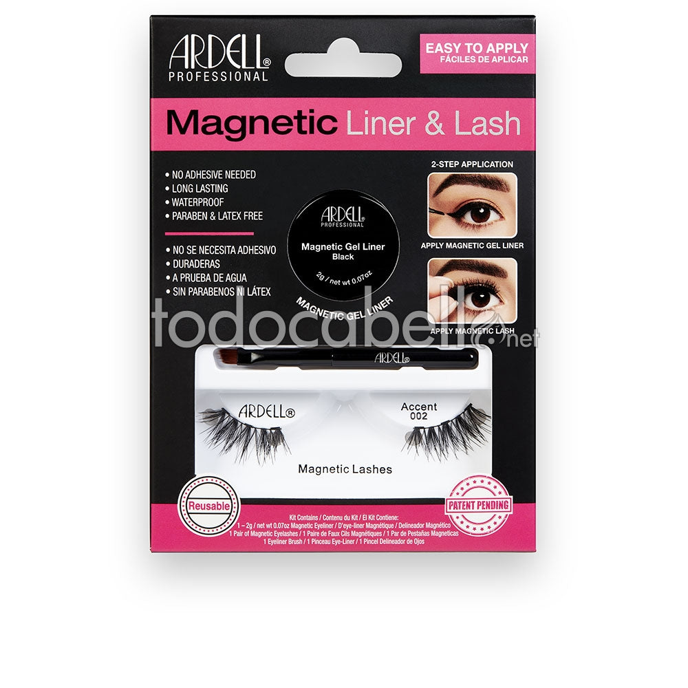 ARDELL MAGNETIC LINER & LASH ACCENT pestañas #002 + gel liner 3 u