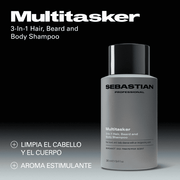SEBASTIAN PROFESSIONALS MULTITASKER 3-in-1 shampoo for men, hair, beard and body, cleanses and provides freshness, 280 ml