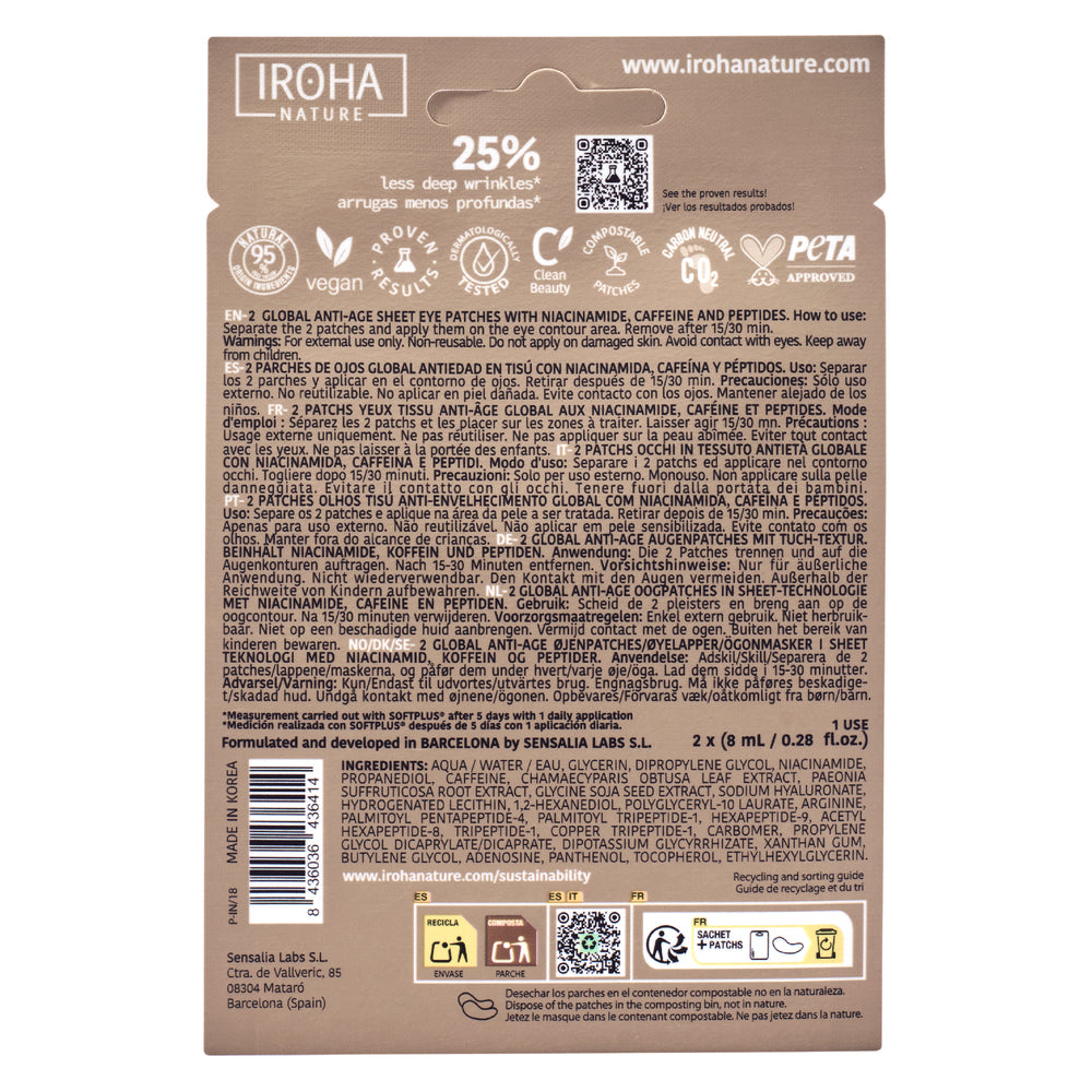IROHA GLOBAL EYE CARE niacinamide, caffeine & peptides 2 u