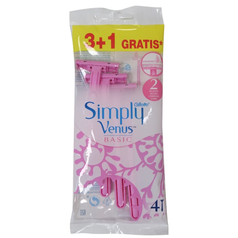 GILLETTE VENUS 2 SIMPLY BASIC disposable razors, 4 units