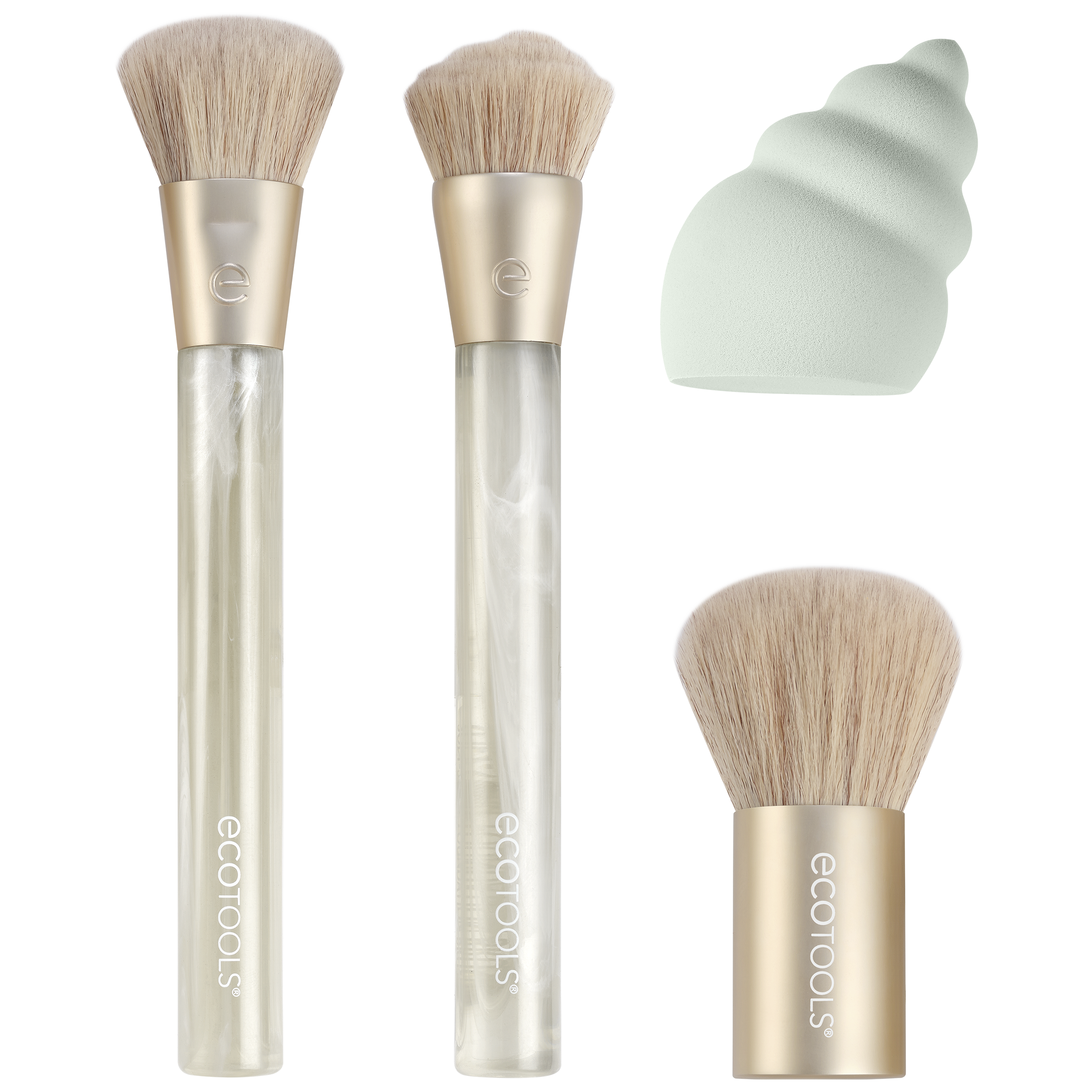 ECOTOOLS SEA GEMS MAKEUP BRUSHES + SPONGE SET (4 pcs)