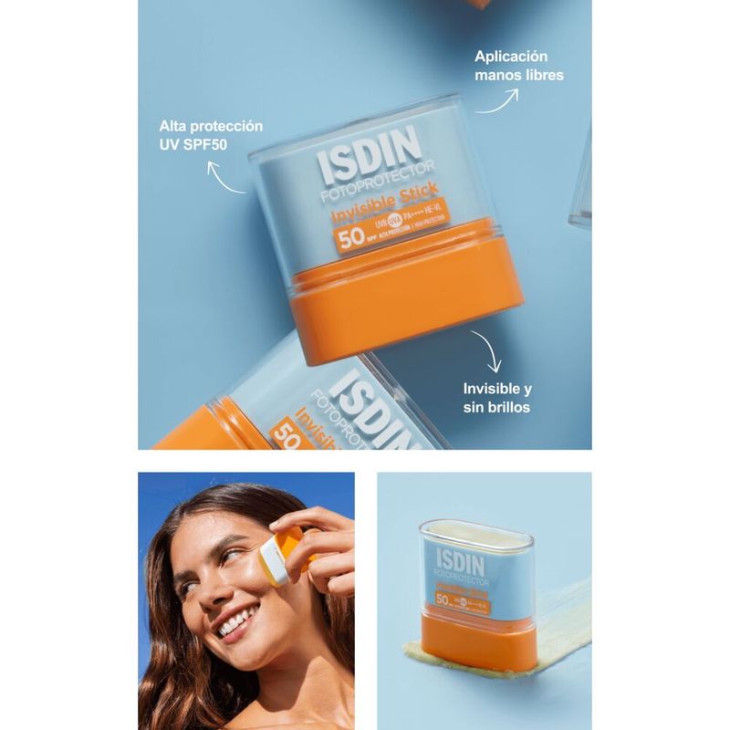ISDIN INVISIBLE STICK barra invisible para zonas específicas SPF50 10 gr