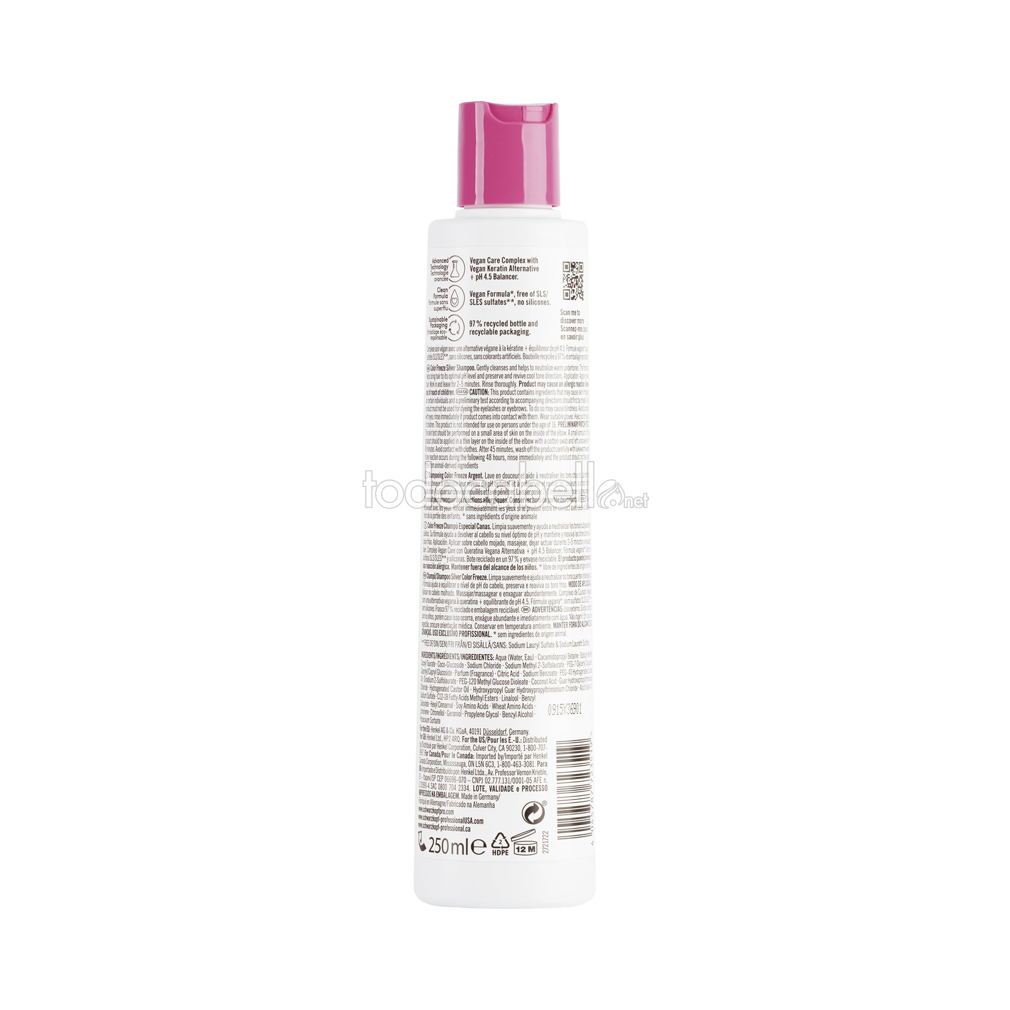 SCHWARZKOPF BC COLOR FREEZE silver shampoo 1000 ml