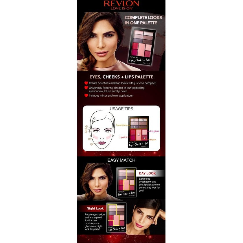 REVLON MASS MARKET PALETTE eyes, cheeks + lips #200-seductive smokies 1 u