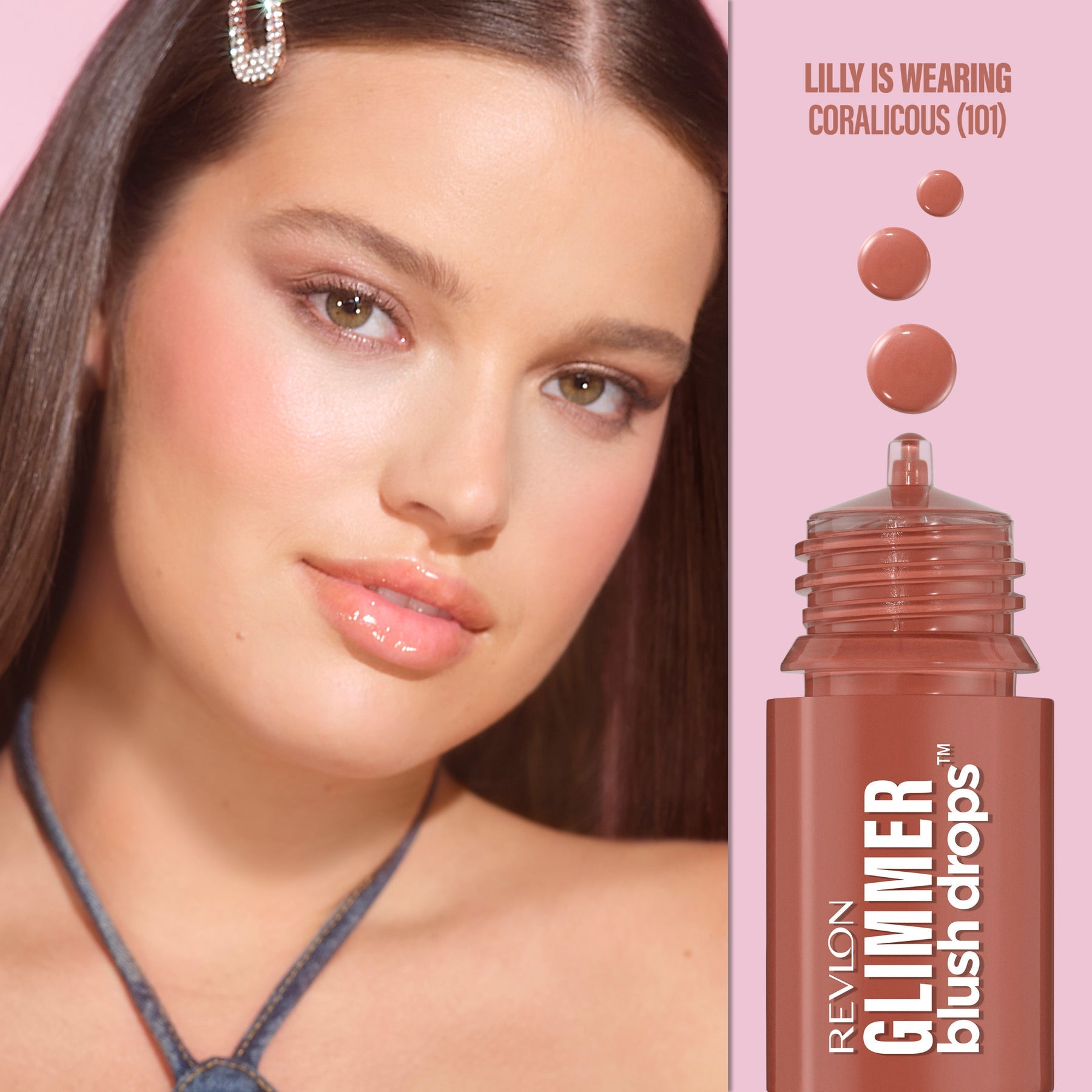 REVLON MASS MARKET SUPER LUSTROUS GLIMMER blush drops #101-Coralicious 9.4 ml