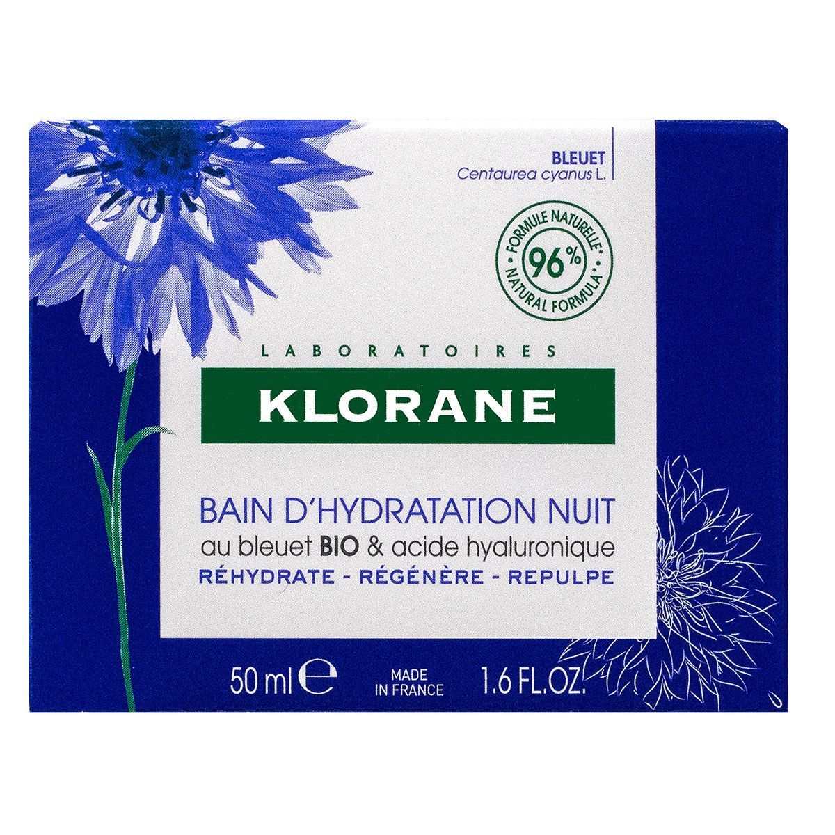 KLORANE BIO CORNFLOWER &amp; HYALURONIC ACID night hydration bath 50 ml