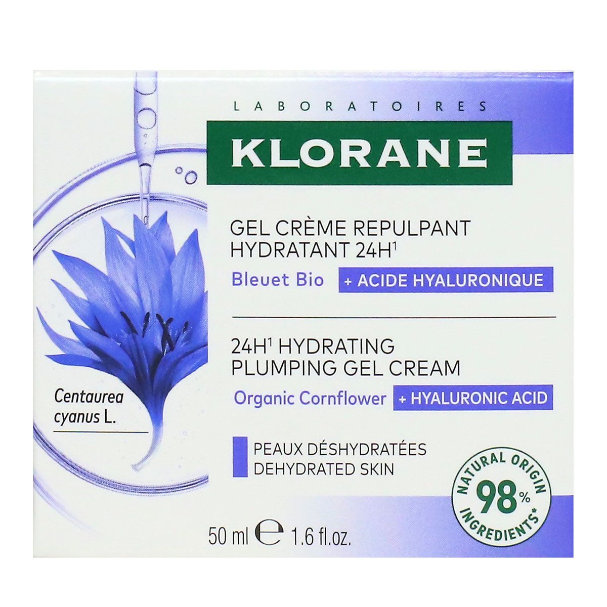 KLORANE BIO CORNFLOWER &amp; HYALURONIC ACID gel-cream for face and eyes 50 ml