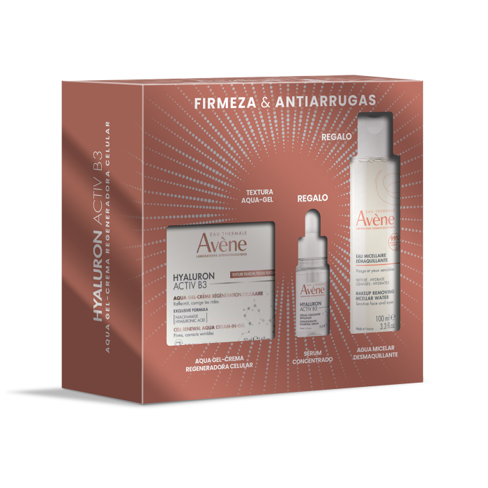 AVÈNE HYALURON ACTIV B3 AQUA GEL - CREAM + MICELLAR WATER + SERUM SET 3 pcs
