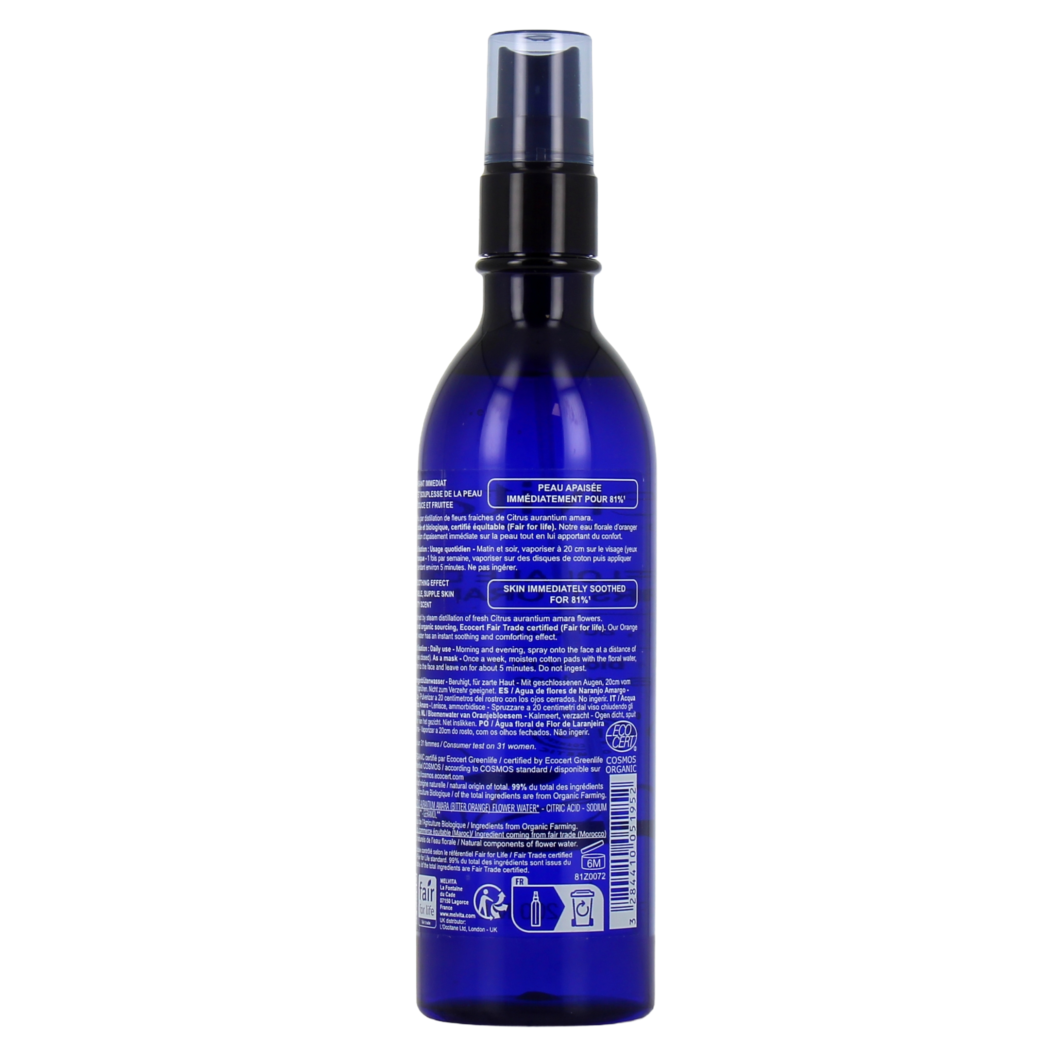 MELVITA FLORAL WATERS orange floral water - mist spray 200 ml