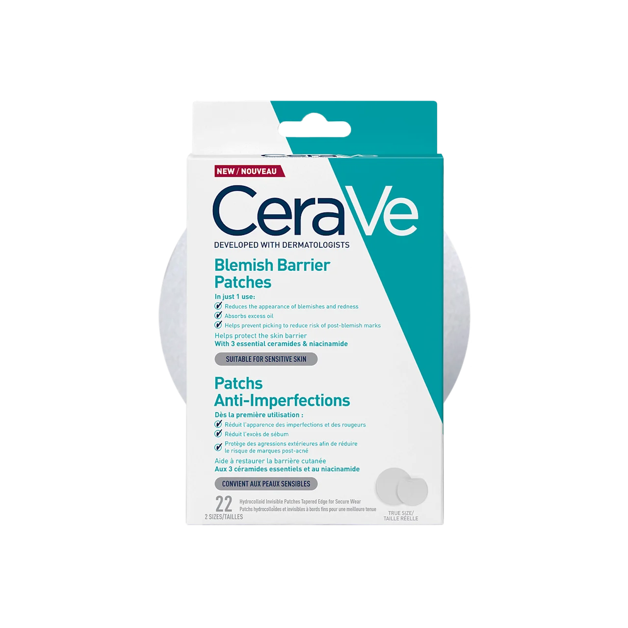 CERAVE ANTI-PIMP PATCHES with 3 essential ceramides and niacinamide, results in 3 hours 22 u