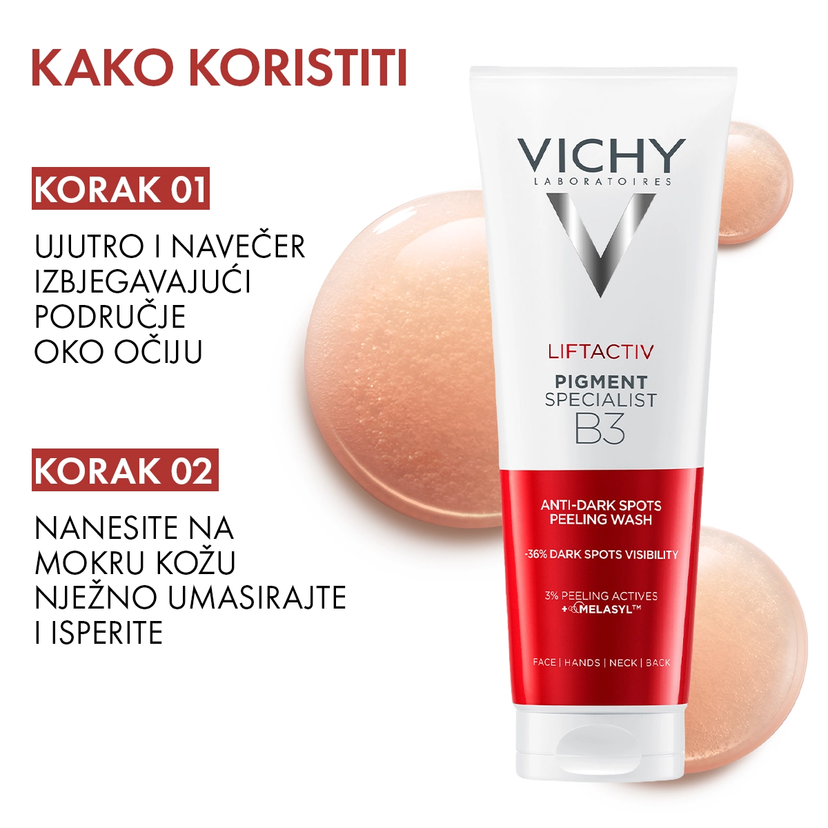 VICHY LIFTACTIV PIGMENT SPECIALIST B3 gel limpiador exfoliante y antimanchas con ácido glicólico 125 ml