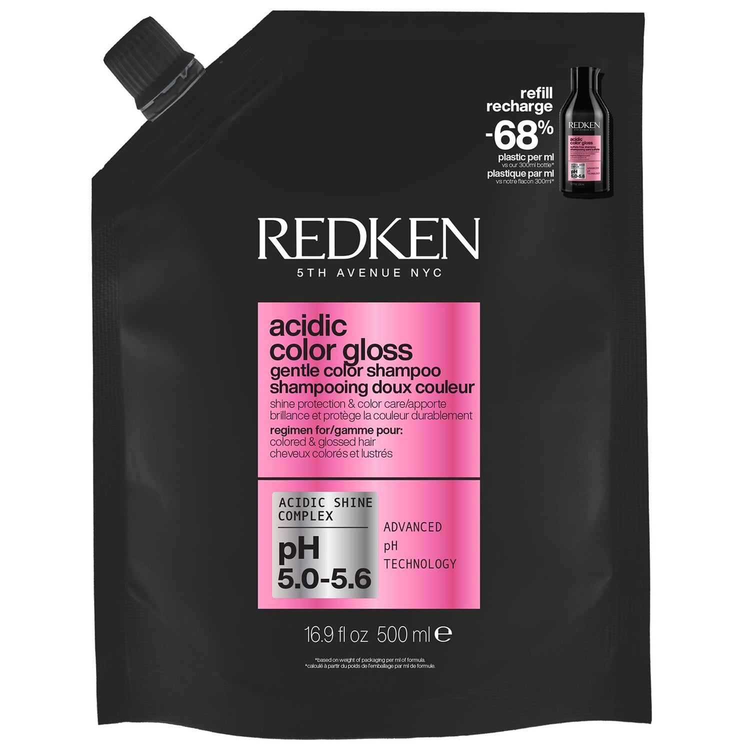 REDKEN ACIDIC COLOR GLOSS sulfate-free shampoo boosts the shine of your color refill 500 ml