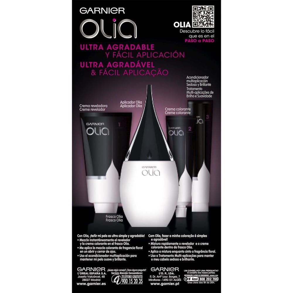 GARNIER OLIA coloración permanente sin amoniaco #1.0-negro 1 u