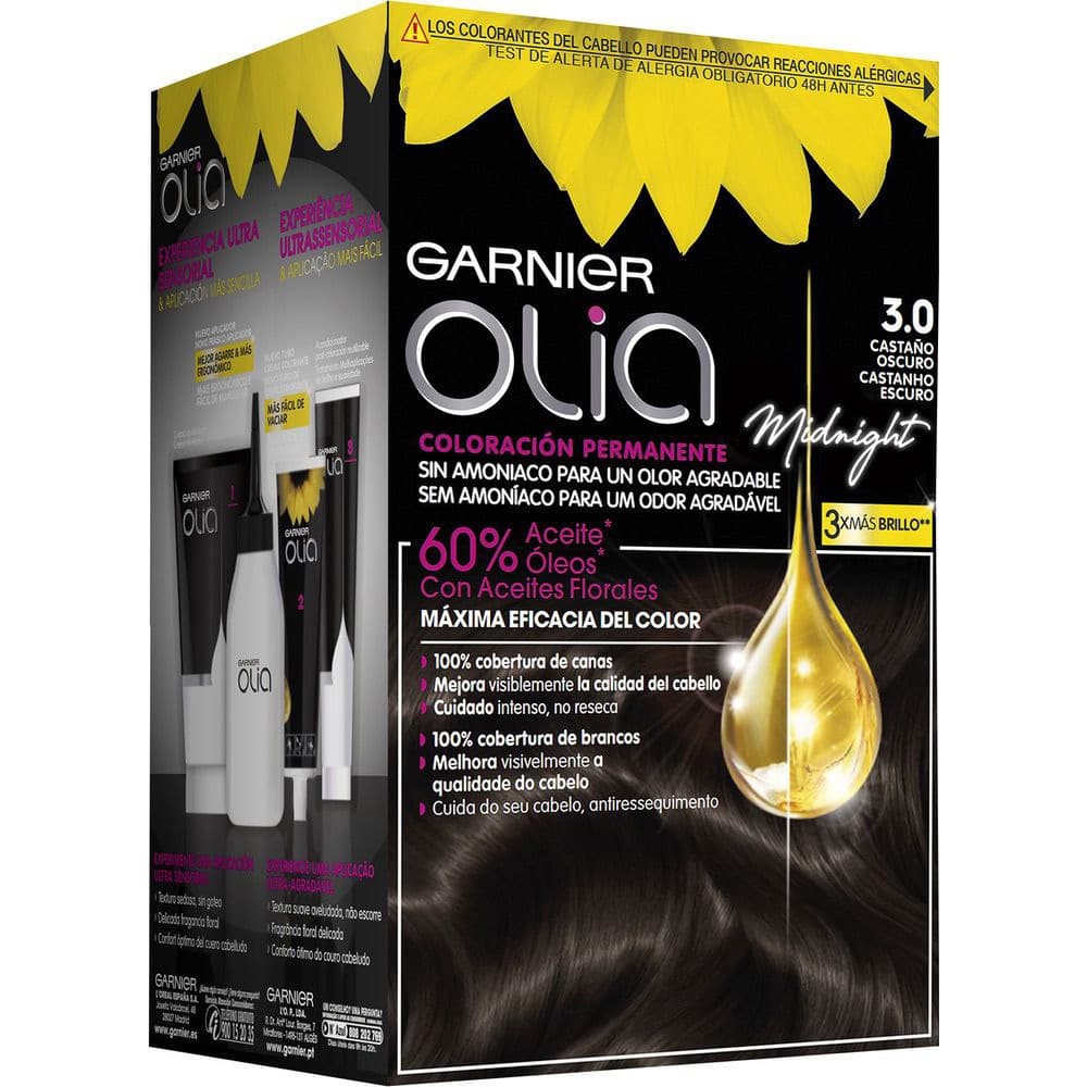 GARNIER OLIA coloración permanente sin amoniaco #3.0-negro natural 1 u