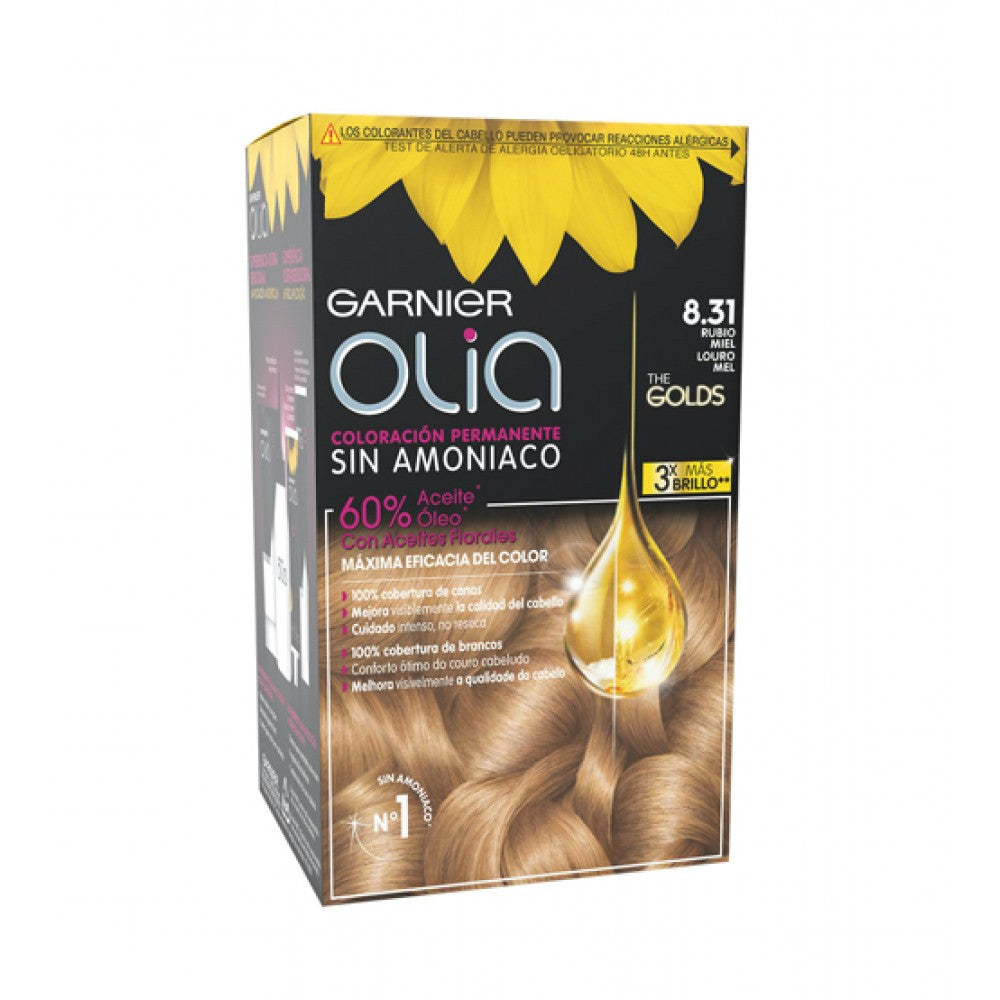 GARNIER OLIA coloración permanente sin amoniaco #8.31-rubio miel 1 u