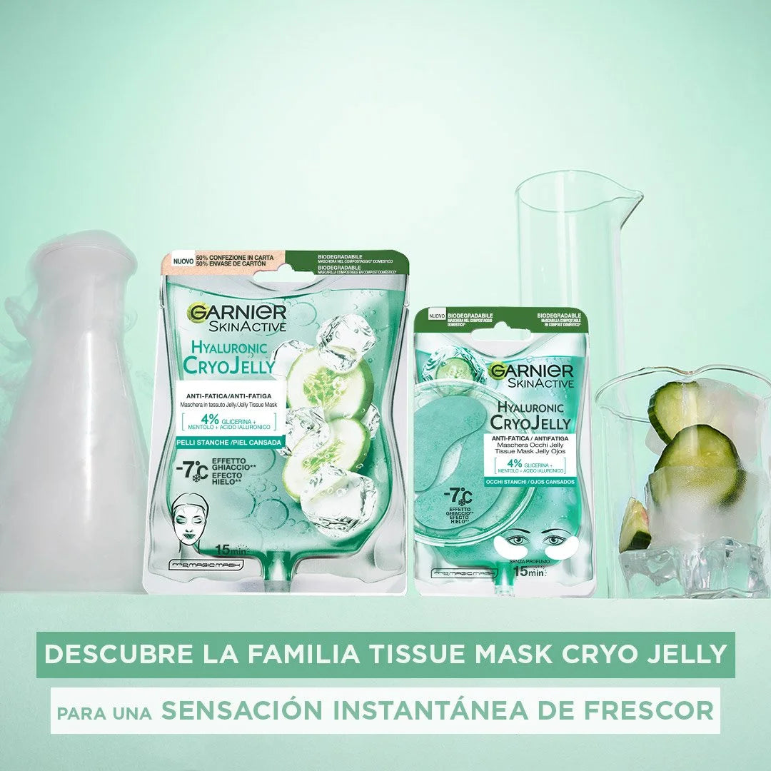 GARNIER SKINACTIVE Hyaluronic Acid CryoJelly Anti-Fatigue Mask for Tired Skin, Ice Effect, 5 g