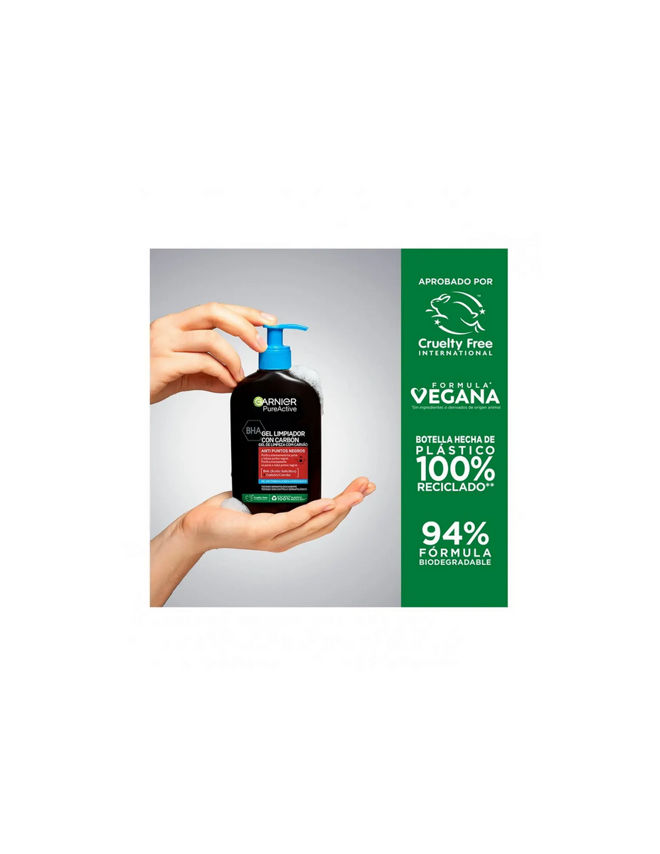 GARNIER PURE ACTIVE charcoal anti-blackhead cleanser gel 250 ml