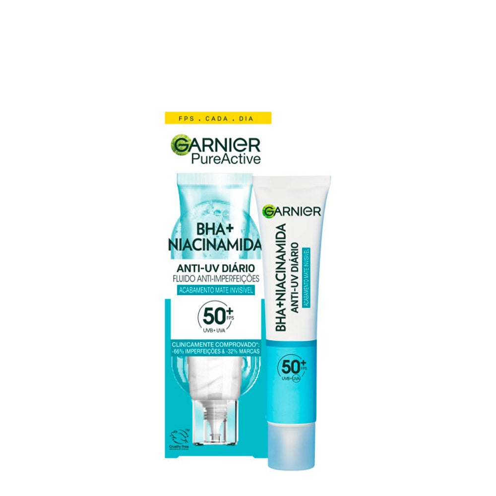 GARNIER PURE ACTIVE BHA + NIACINAMIDE Invisible Matte Anti-Blemish Fluid SPF50+ 40 ml