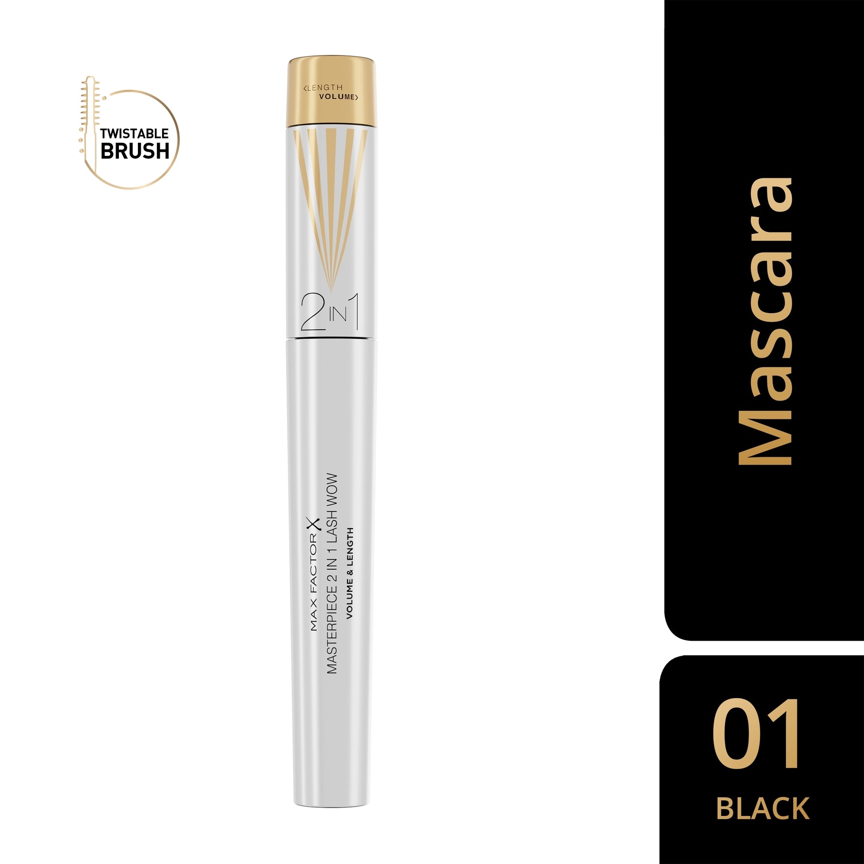 MAX FACTOR MASTERPIECE 2 IN 1 LASH WOW máscara de pestañas #001-black 7 ml