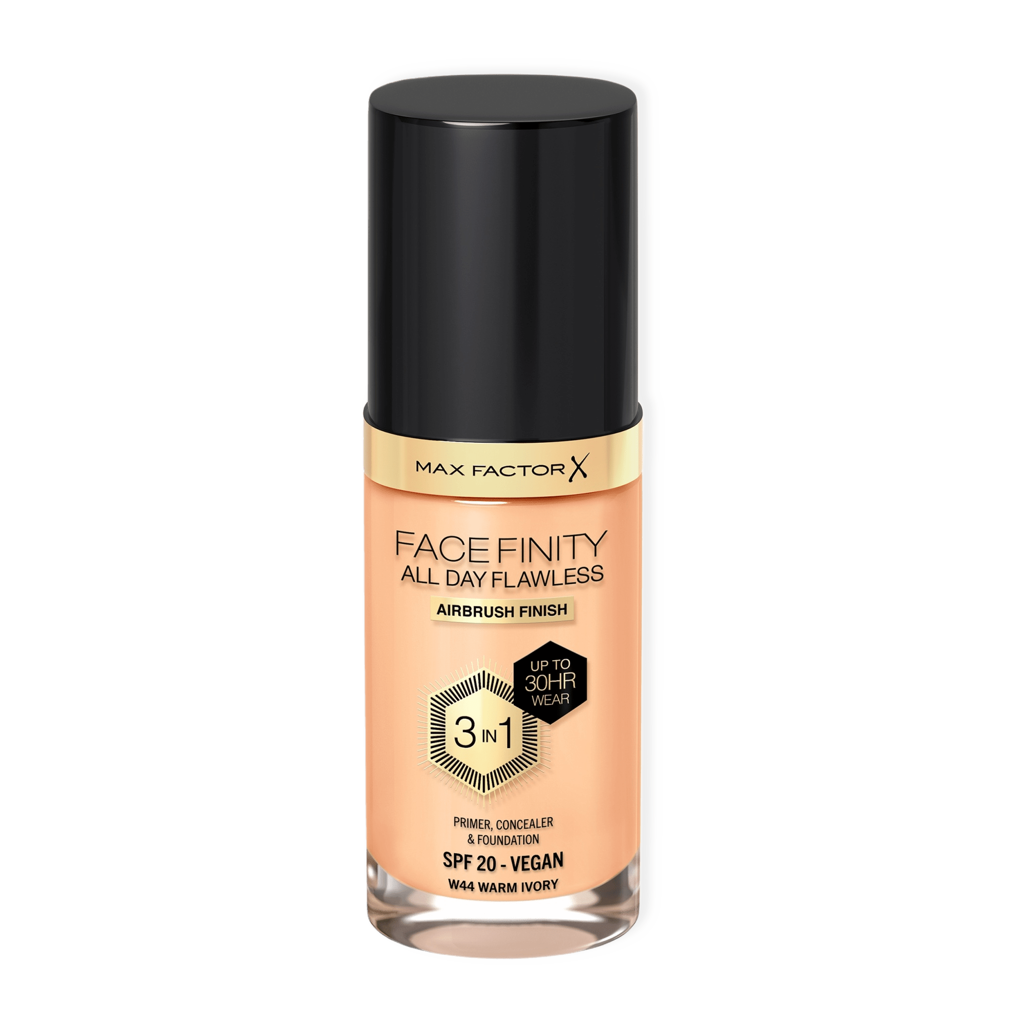 MAX FACTOR FACEFINITY 3IN1 primer, concealer &amp; foundation #44-warm ivory 30 ml