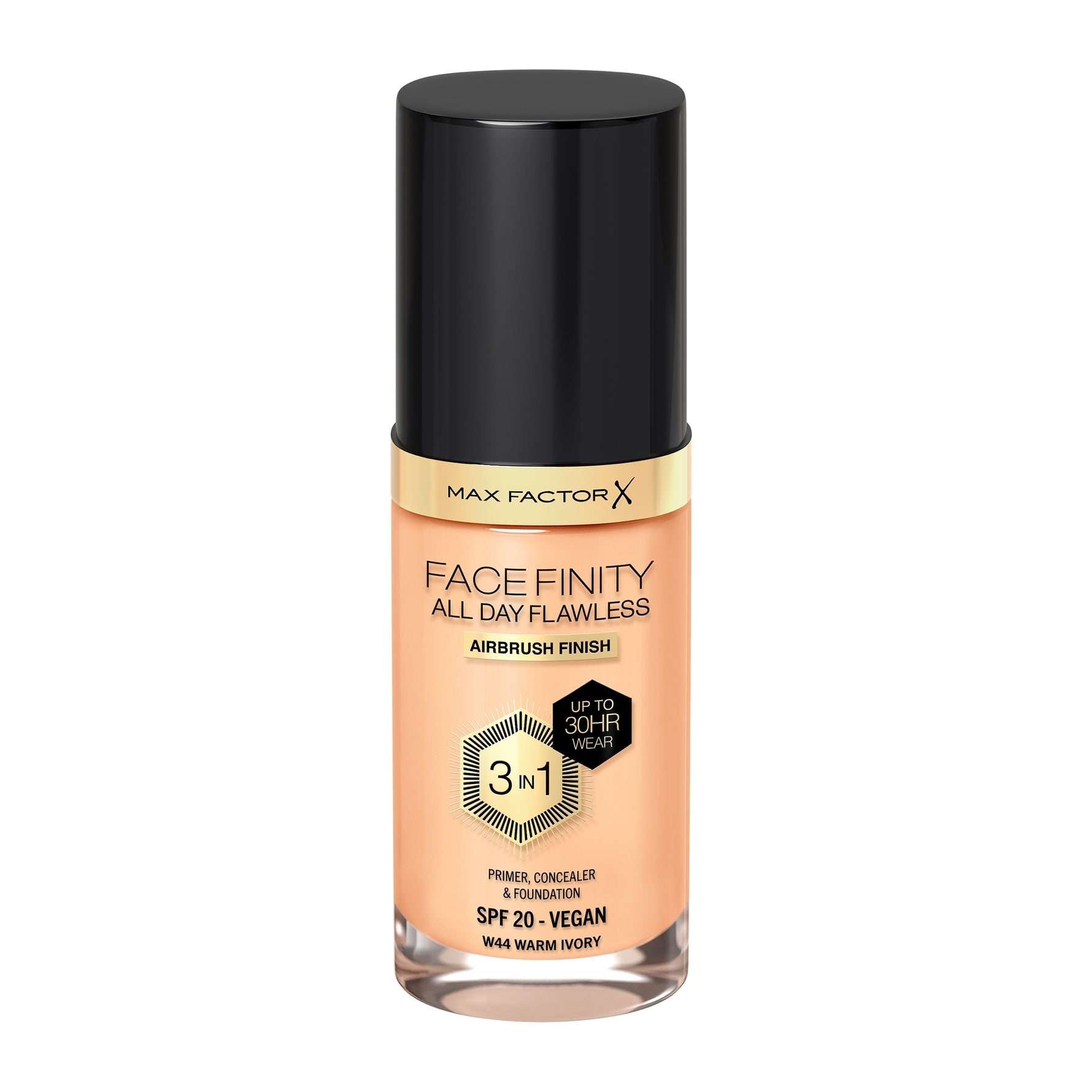 MAX FACTOR FACEFINITY 3IN1 primer, concealer &amp; foundation #44-warm ivory 30 ml