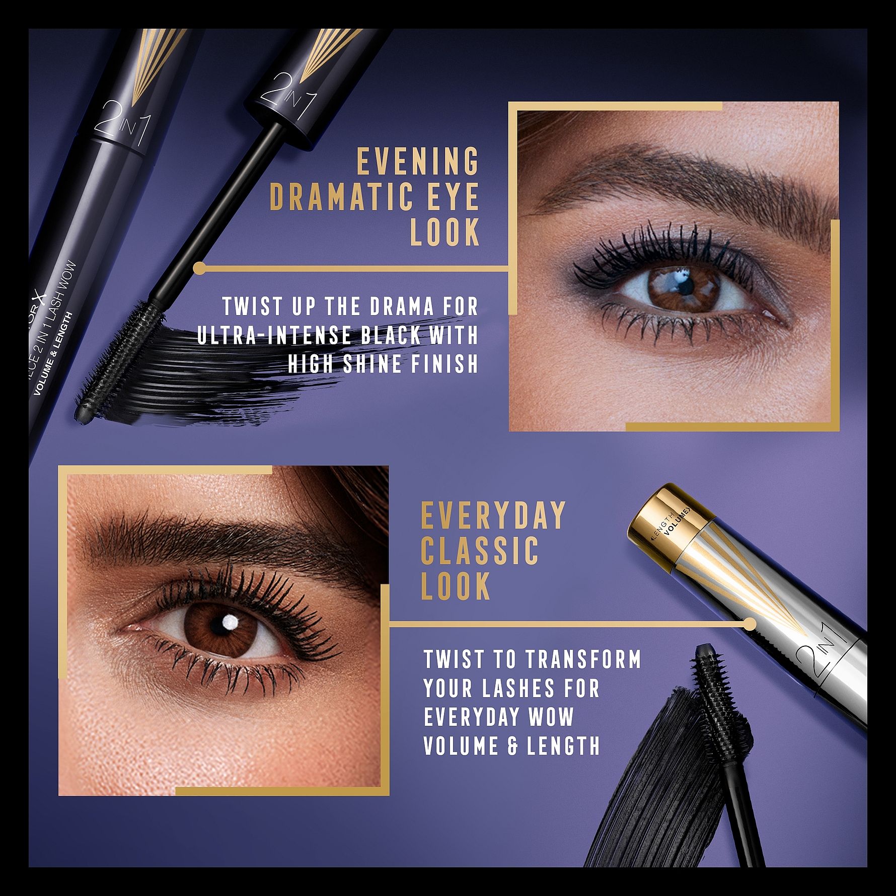 MAX FACTOR MASTERPIECE 2 IN 1 LASH WOW mascara #03-midnight black 7 ml