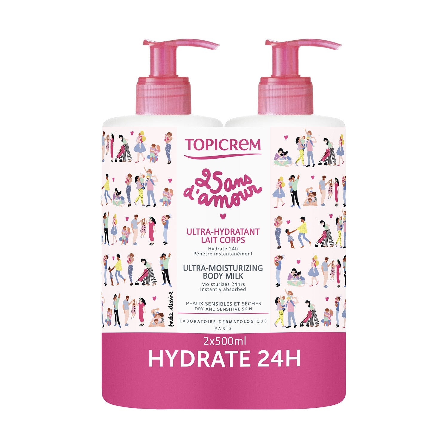 TOPICREM UH ultra-hydrating body milk pack 2 x 500 ml