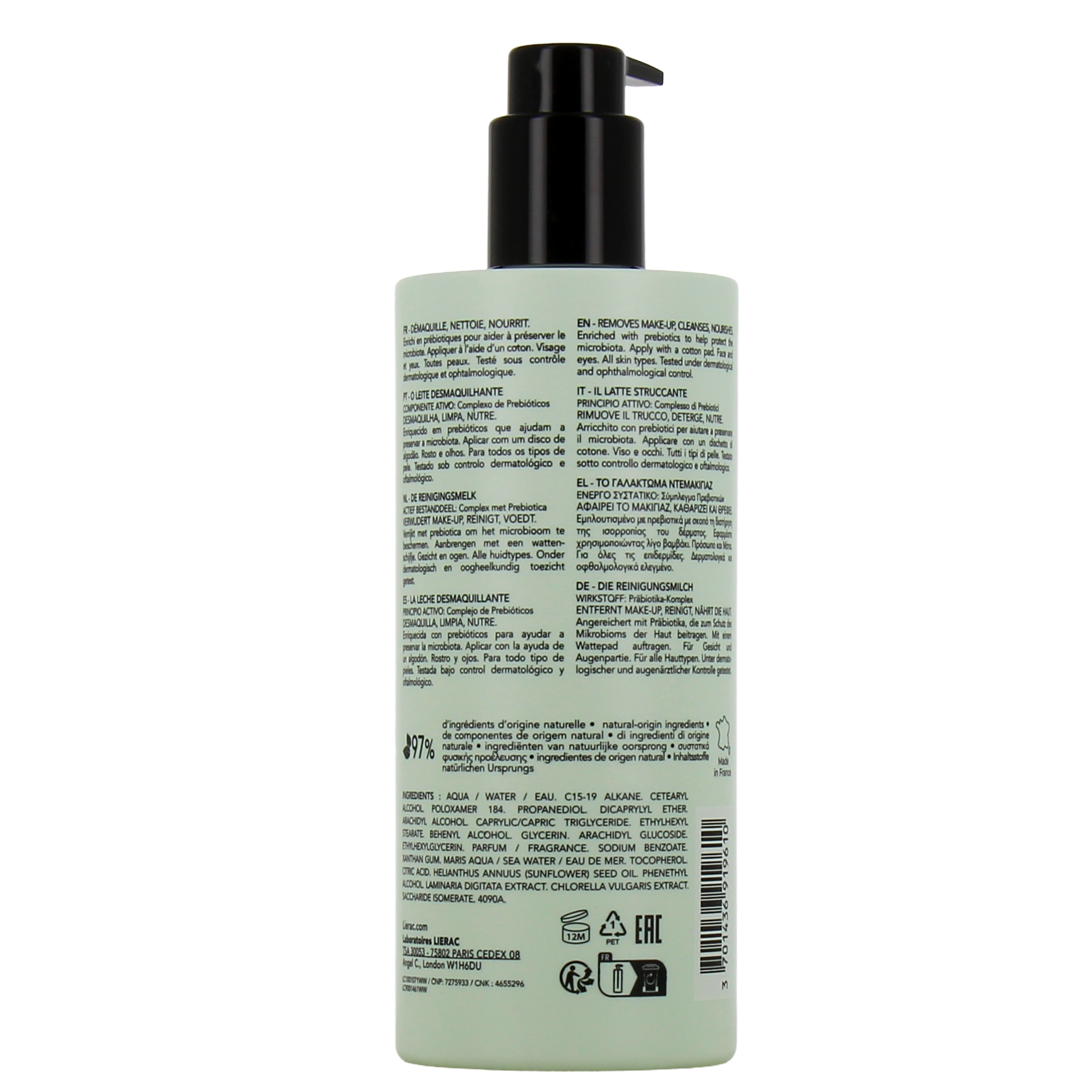 LIERAC MAKEUP REMOVER milk 400 ml
