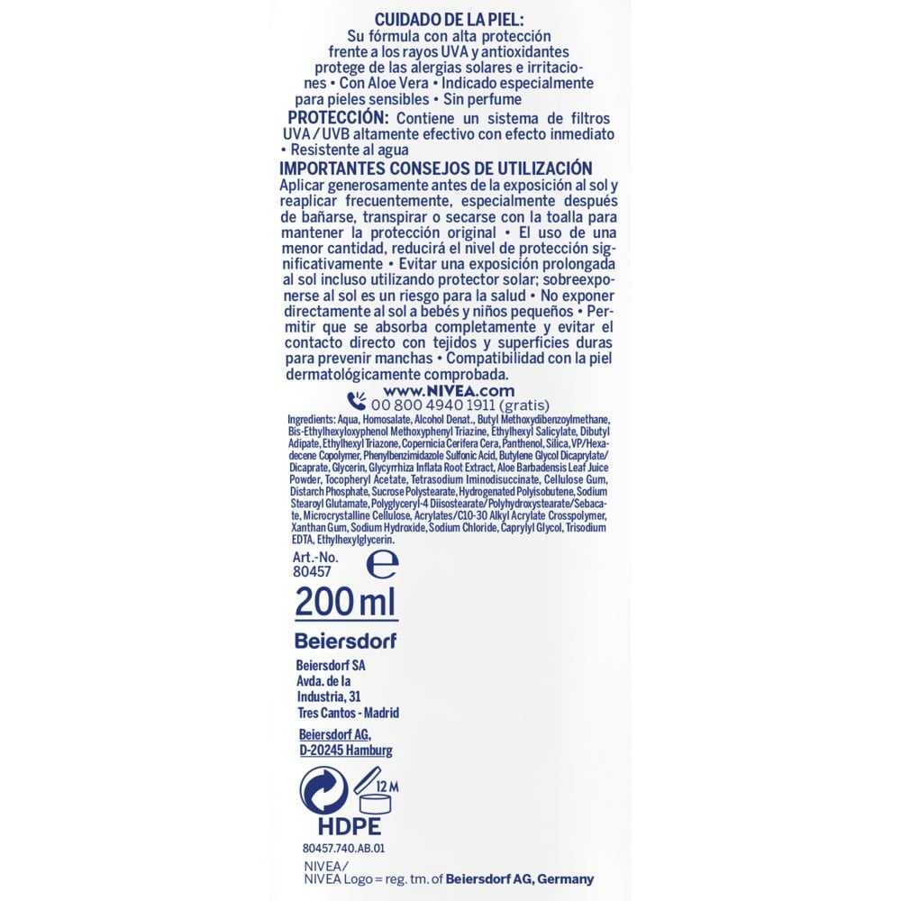 NIVEA SUN ANTI-ALLERGIES SOLAR sensitive SPF50+ milk 200 ml