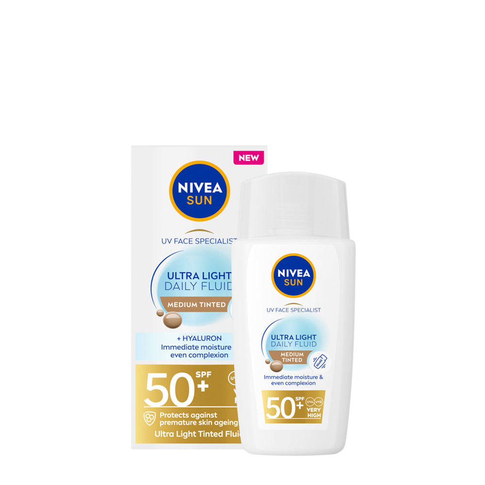 NIVEA DAILY SUN FLUID facial protection SPF50+ #medium tone 40 ml