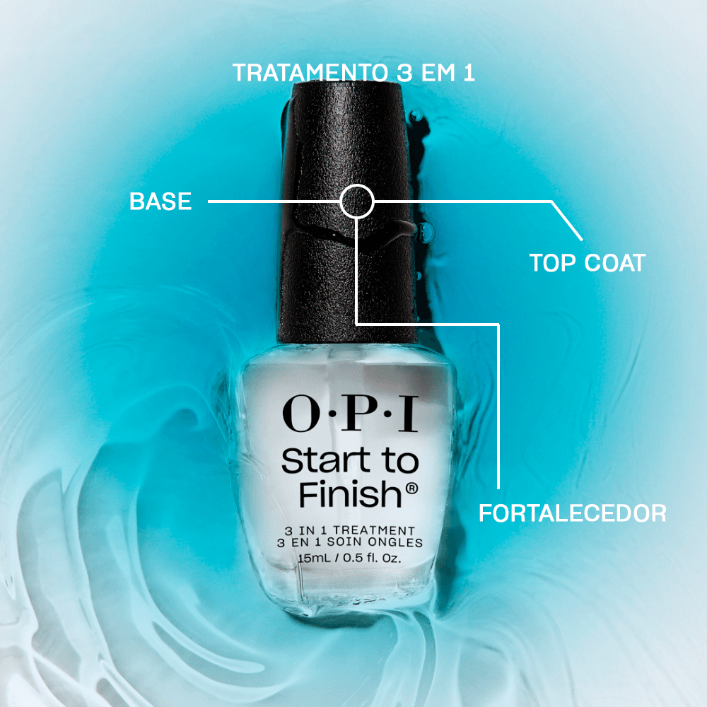 OPI START TO FINISH 3 in 1 Nail Treatment, Base, Top Coat and Strengthener 15 ml