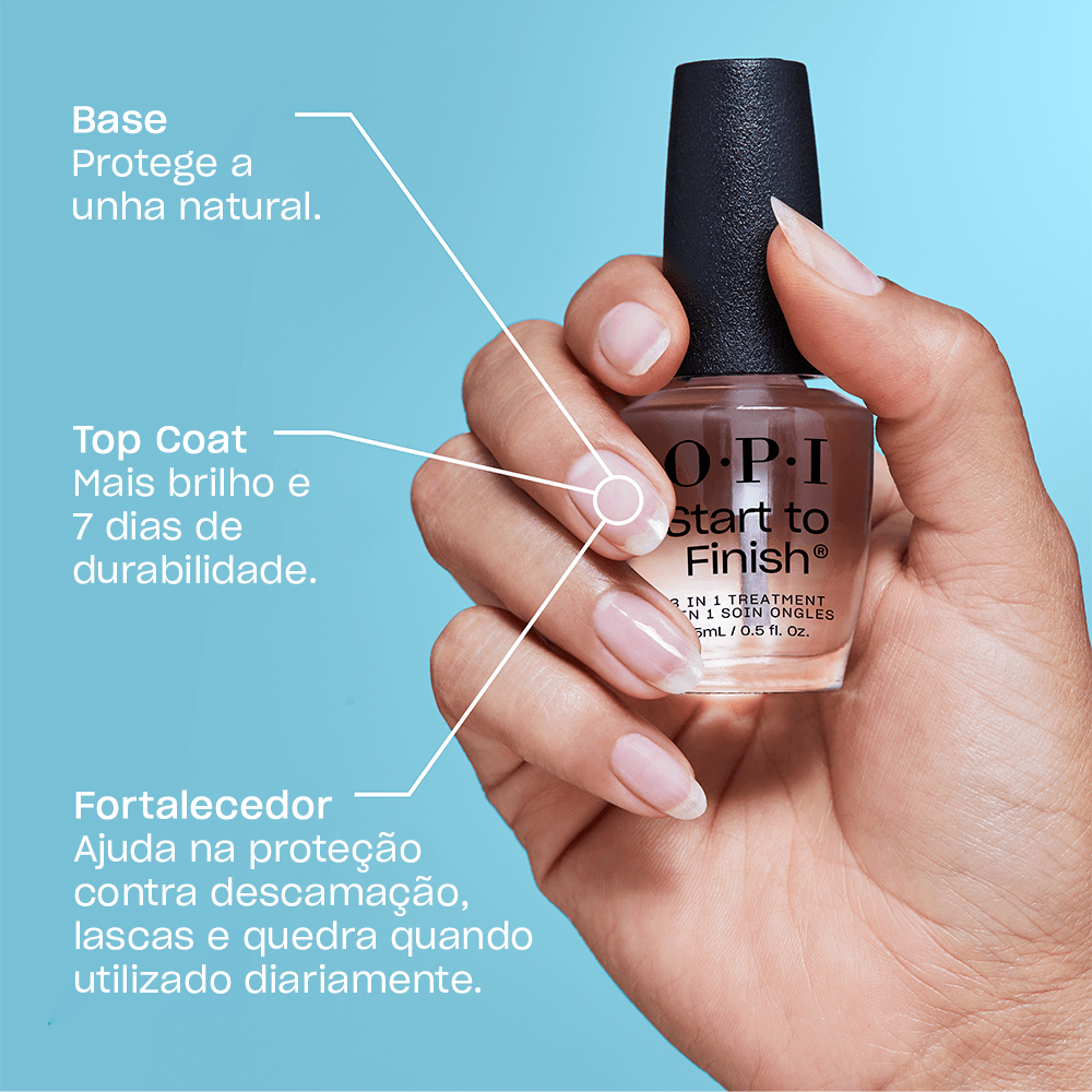 OPI START TO FINISH 3 in 1 Nail Treatment, Base, Top Coat and Strengthener 15 ml