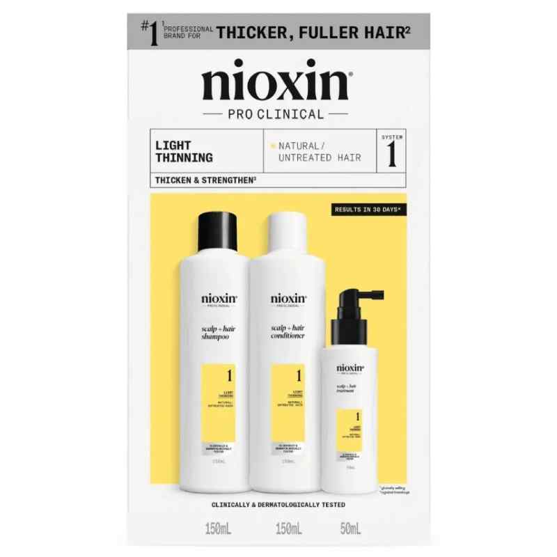NIOXIN SYSTEM 1 – Kit - Treatment for Natural Hair with Mild Thinning 3 units