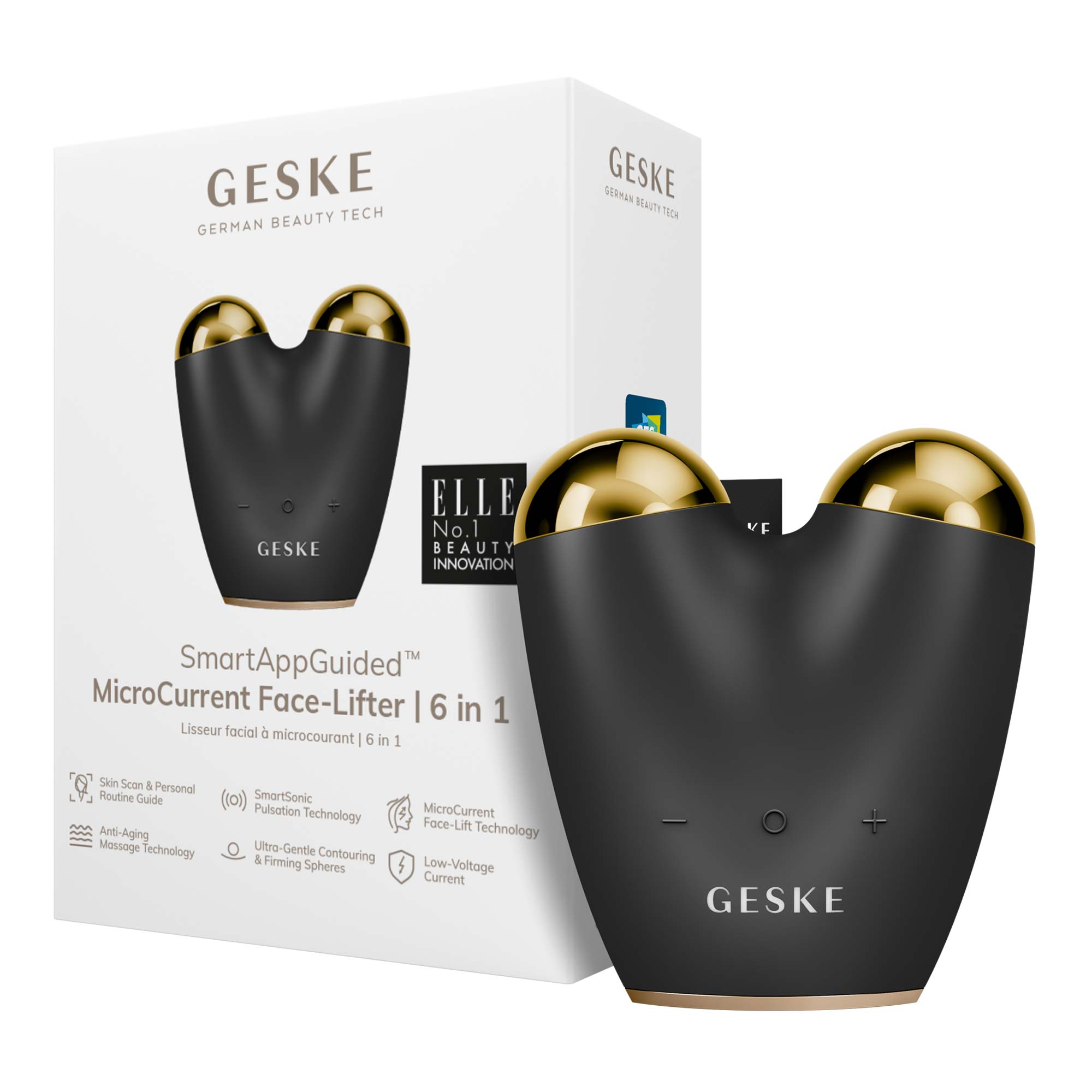 GESKE SMART APP GUIDED microcurrent facial lifting 6 in 1 #black 1 u