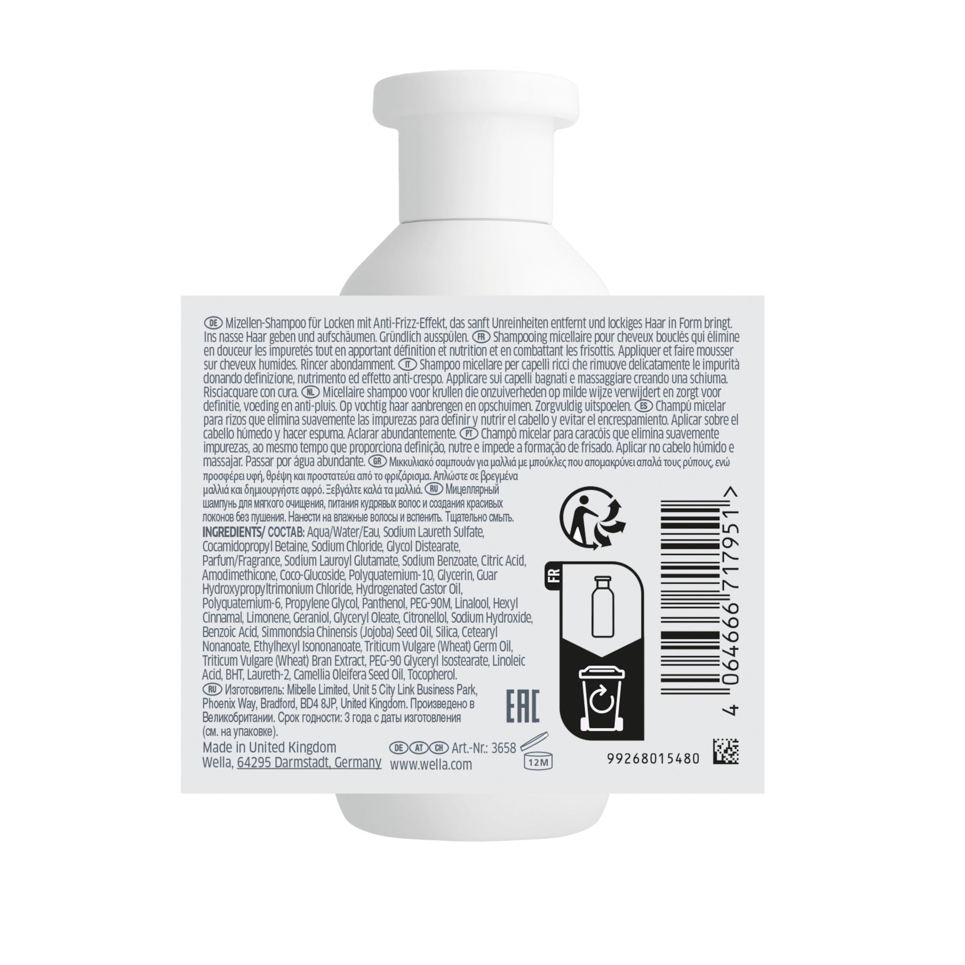 WELLA PROFESSIONALS NUTRICURLS Micellar Shampoo for Hair with Curls and Waves 250 ml
