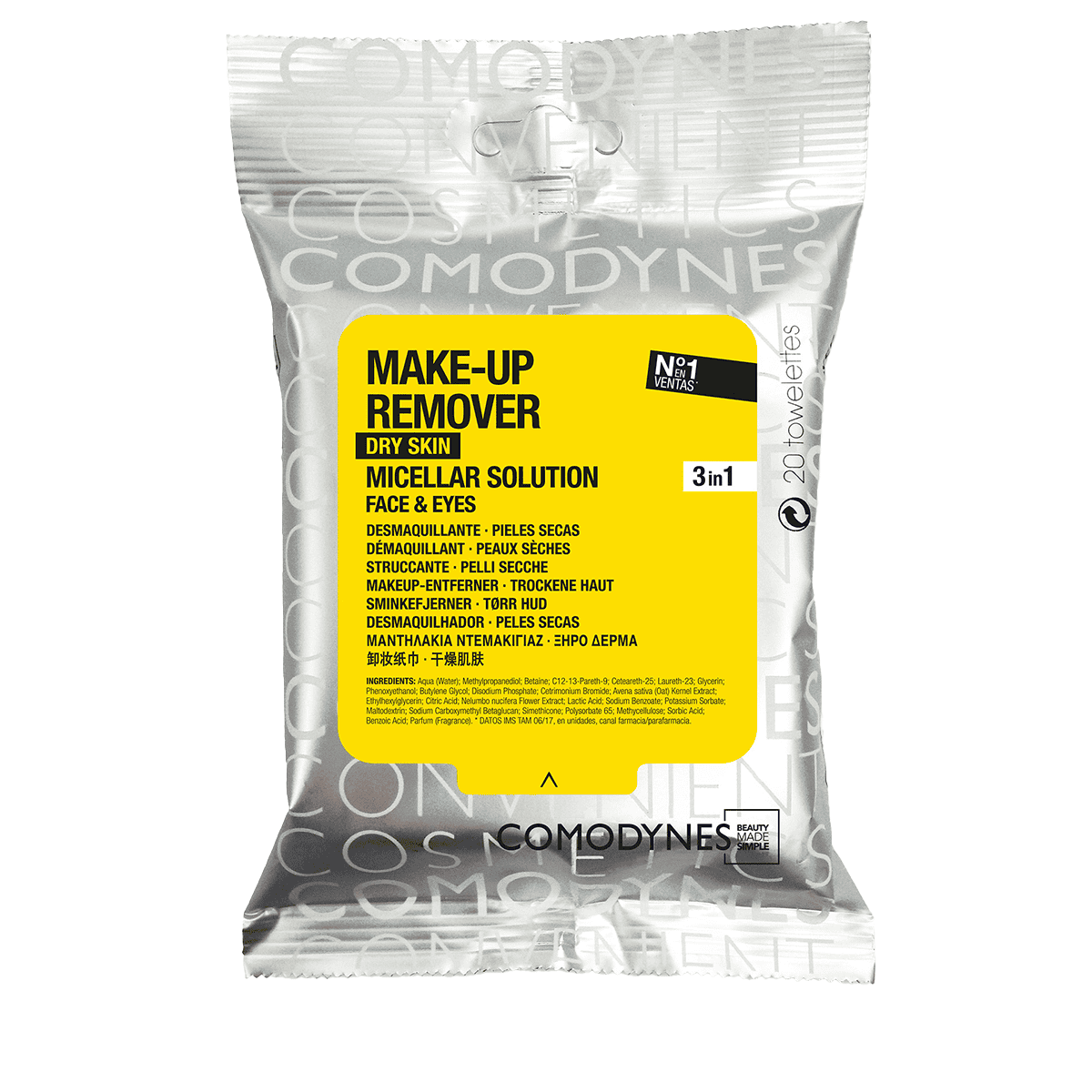 COMODYNES MAKE-UP REMOVER micellar solution dry skin 20 u