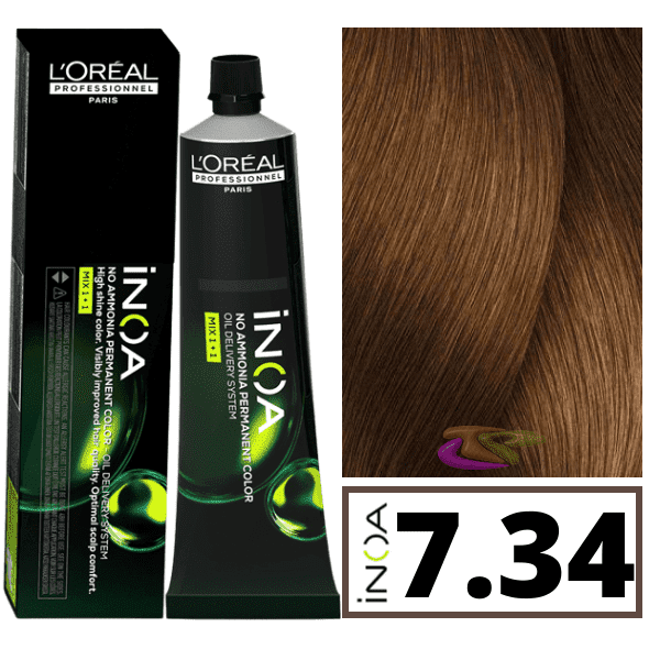 L'ORÉAL PROFESSIONNEL PARIS INOA no ammonia permanent color #7.34 60 gr