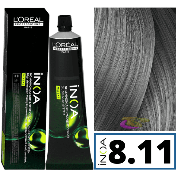 L'ORÉAL PROFESSIONNEL PARIS INOA no ammonia permanent color #8.11 60 gr