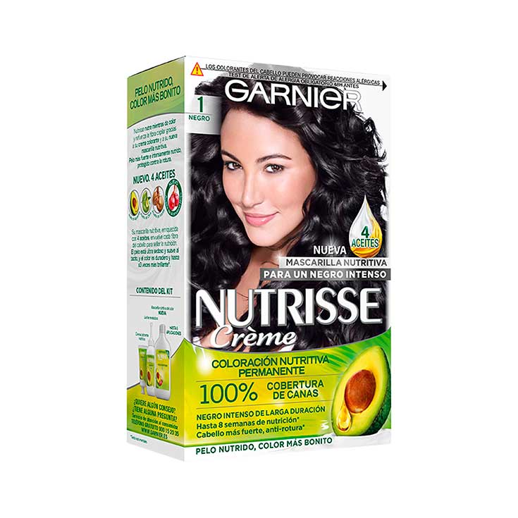 GARNIER NUTRISSE CREME permanent color 100% coverage #1-black 3 u