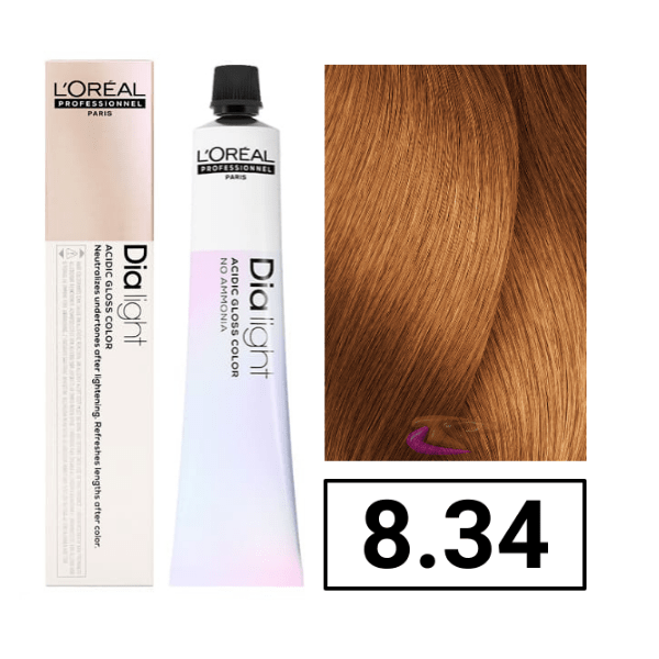 L'ORÉAL PROFESSIONNEL PARIS DIA LIGHT gel-creme acide sans amoniaque #8,34 50 ml
