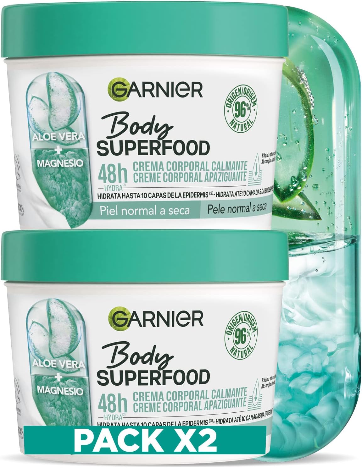 GARNIER BODY SUPERFOOD ALOE VERA crema corporal calmante piel normal a seca 380 ml