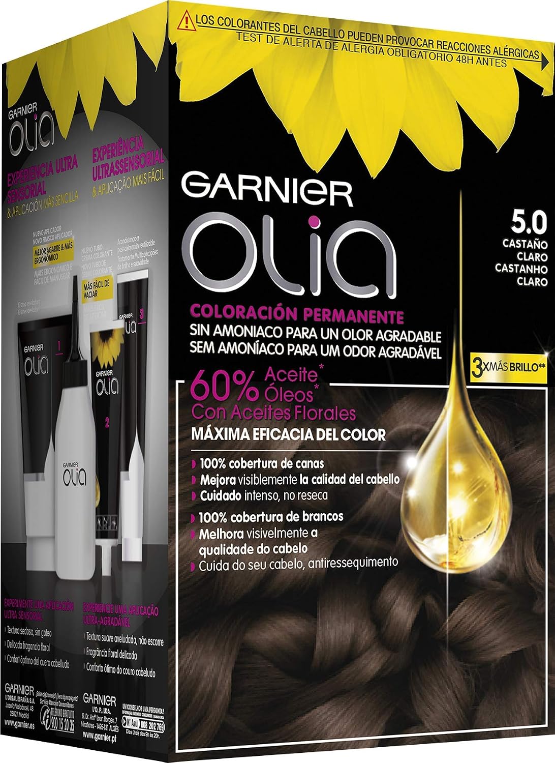 GARNIER OLIA coloración permanente sin amoniaco #5.0-castaño claro 1 u