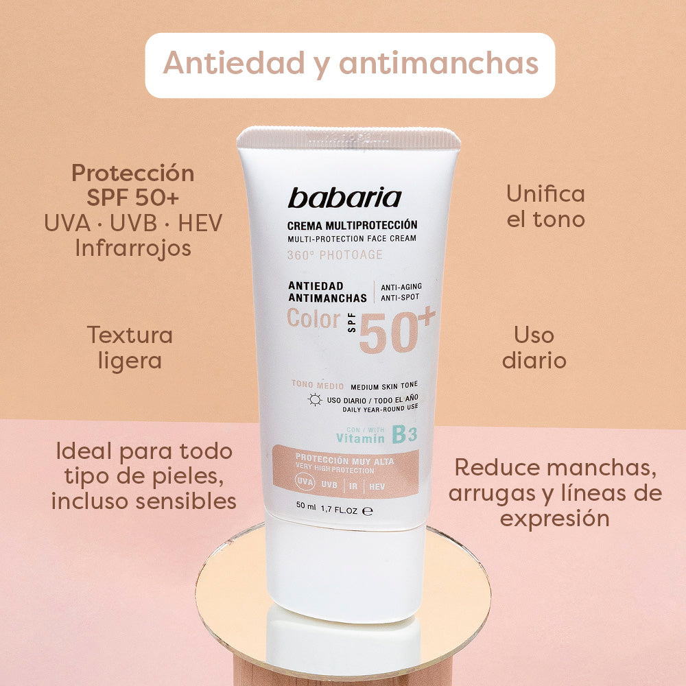 BABARIA SOLAR MULTIPROTECTION color anti-spot cream SPF50+ 50 ml