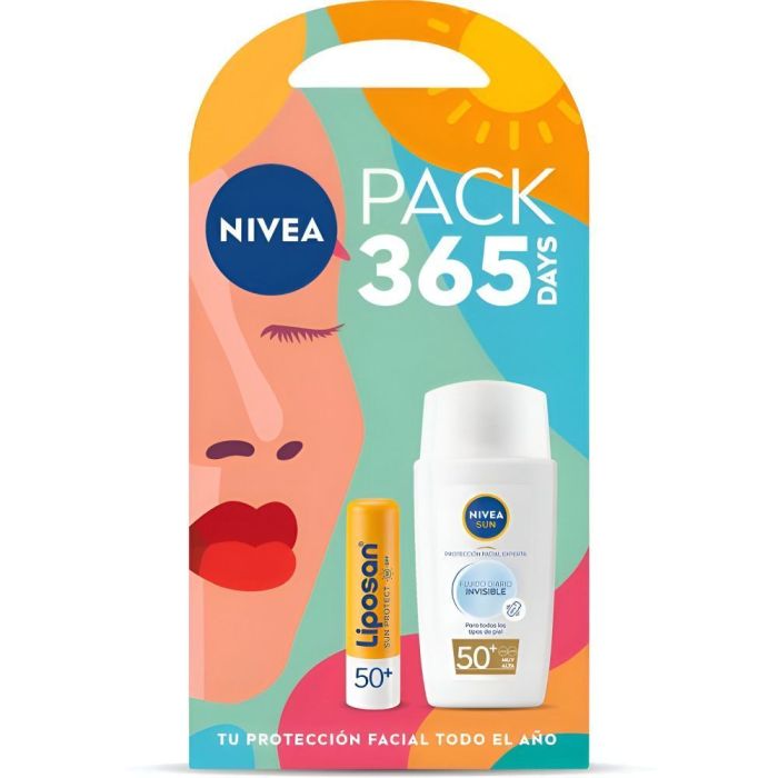 NIVEA SUN INVISIBLE DAILY FLUID SPF50 + LIPOSAN SPF50 PACK 2 pcs