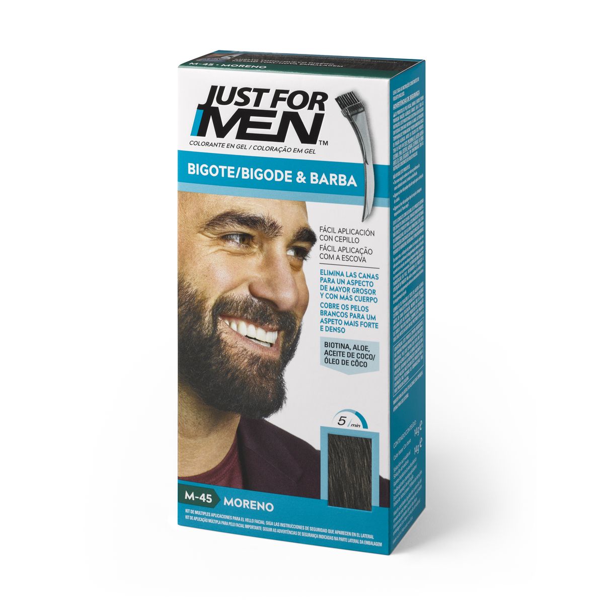 JUST FOR MEN Gel Hair Color for Mustache, Beard and Sideburns #Brown 15 ml